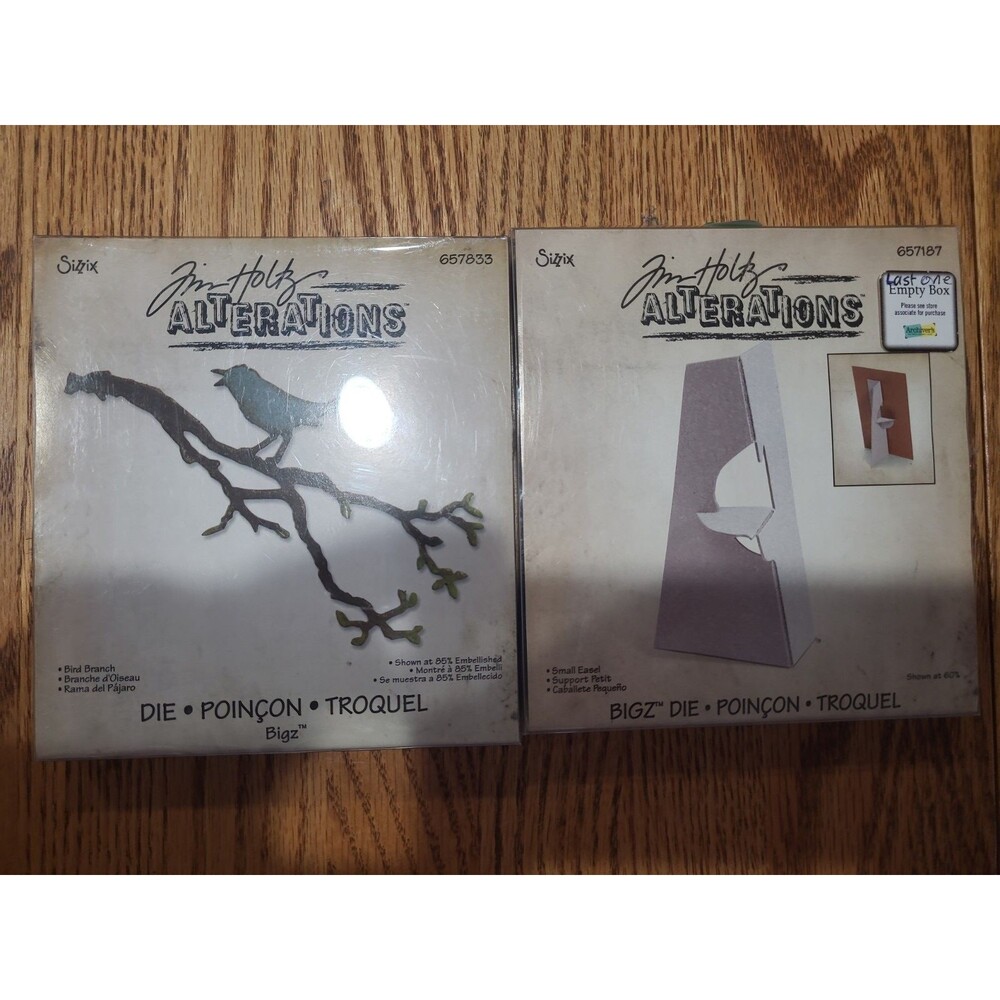 2 Sizzix Tim Holtz Bird Branch 657833& Small Easel 657187 dies
